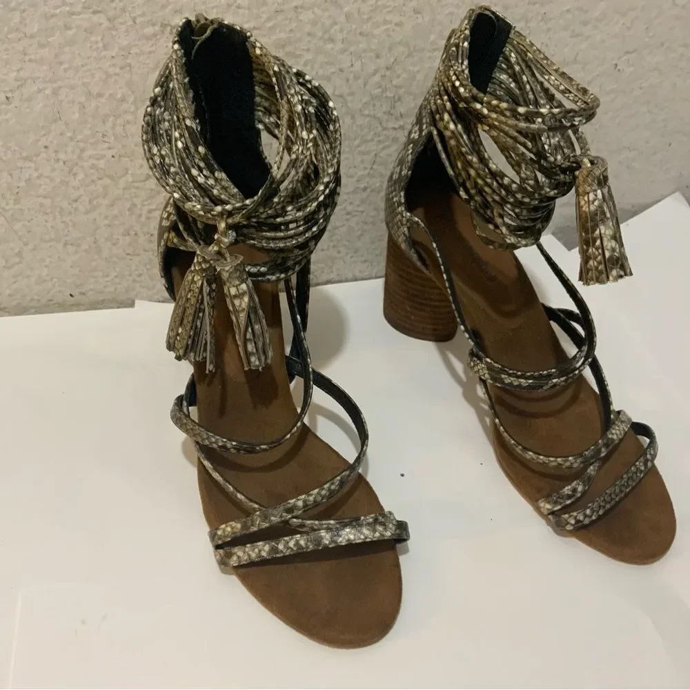 Jeffrey Campbell Womens Snakeskin Despina Heels Sandals size 7